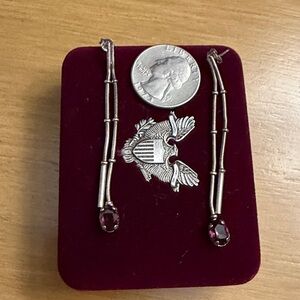 Sterling Silver Amethyst crystals earrings